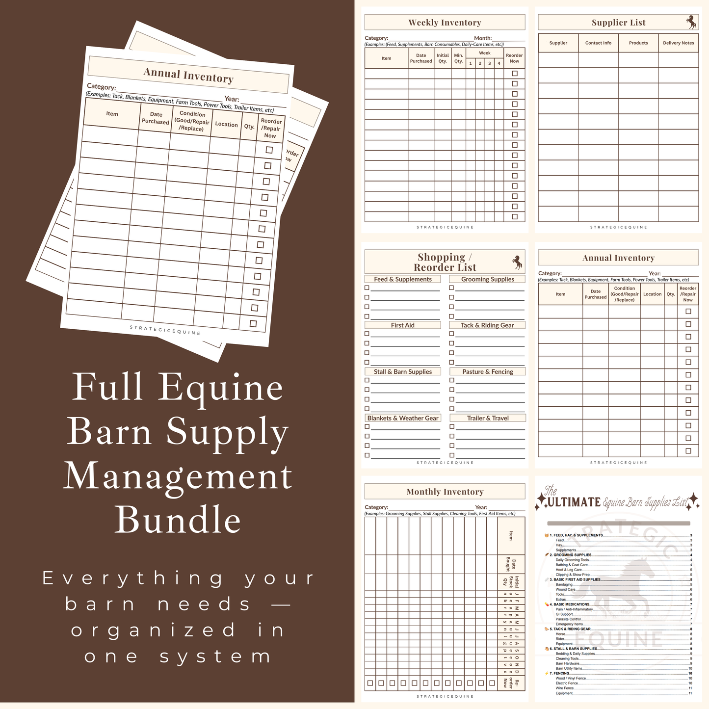 Full Equine Barn Supply Management Bundle