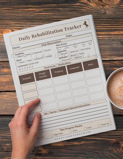 Horse Injury Rehab Tracker | Daily & Weekly Treatment Log (Printable PDF)