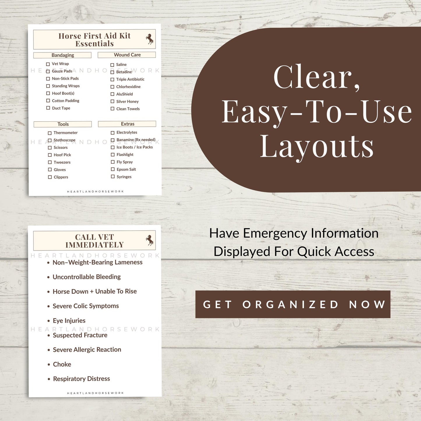 Equine First Aid Quick Reference Guides | Horse Emergency Charts (Printable)