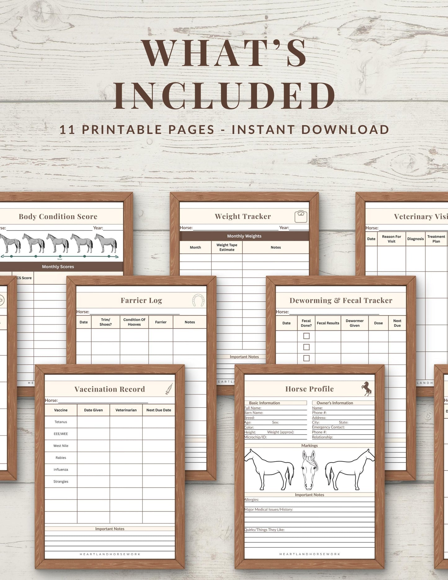 Horse Health Record Bundle | Printable Horse Care Tracker | Barn Management Binder Pages
