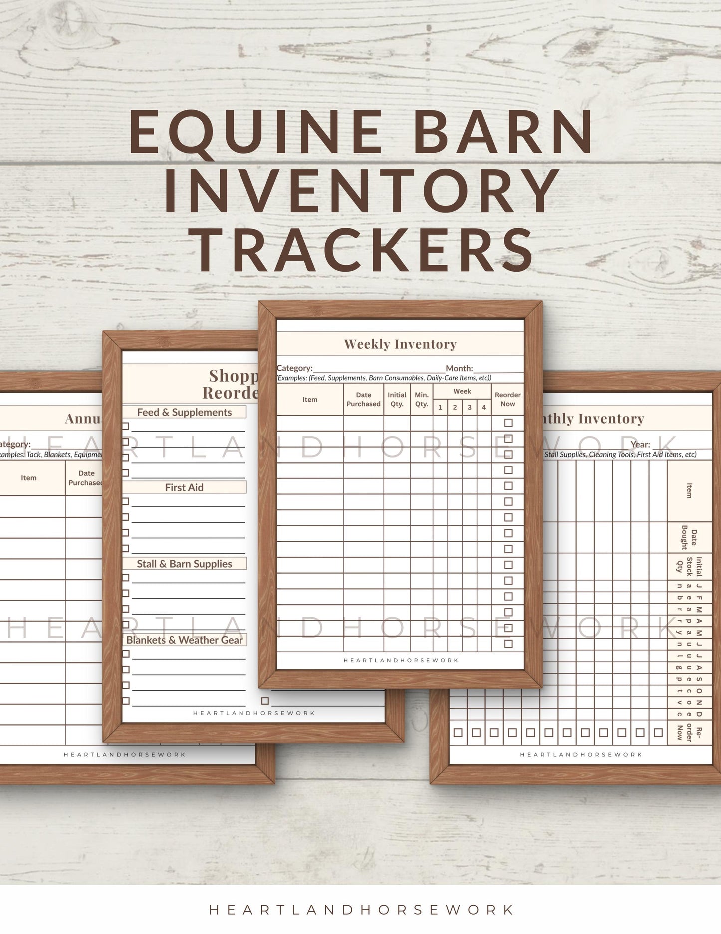 Horse Barn Inventory Tracker Bundle | Weekly, Monthly & Annual Sheets