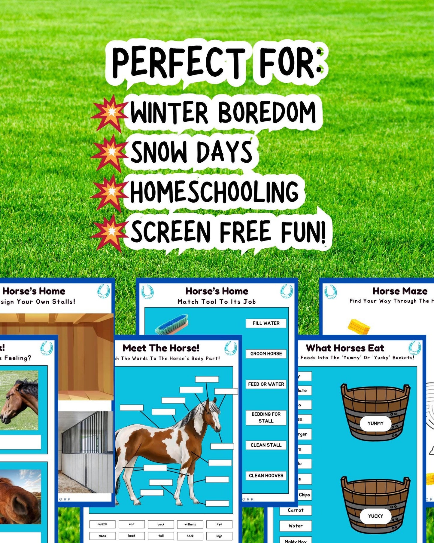 Horse Activity Pages for Kids: Educational Printables Ages 4-8 (PDF Download)