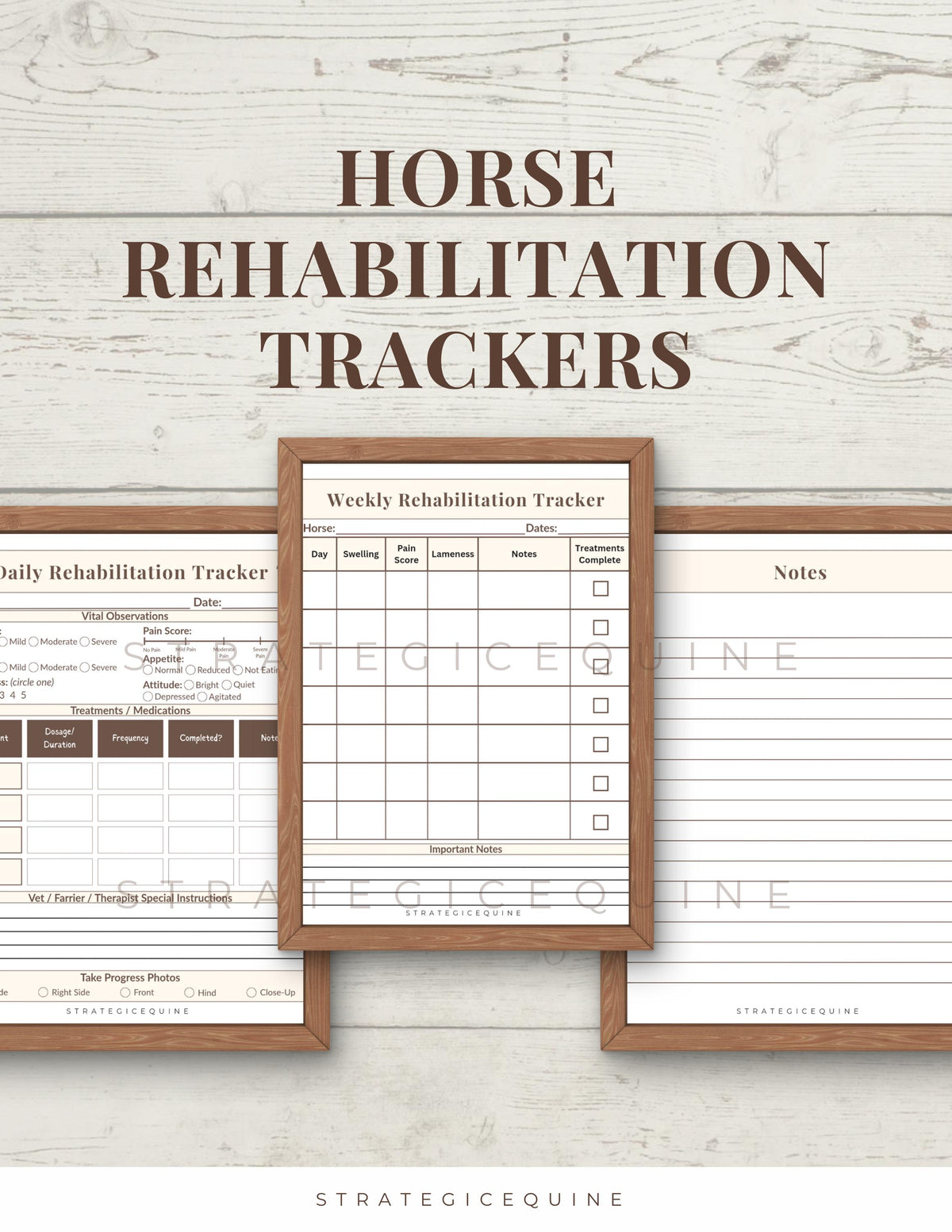 Horse Rehabilitation Tracker | Daily & Weekly Treatment Logs (Printable PDF)