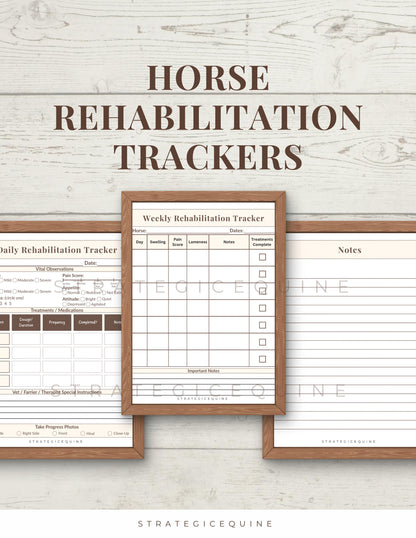 Horse Rehabilitation Tracker | Daily & Weekly Treatment Logs (Printable PDF)