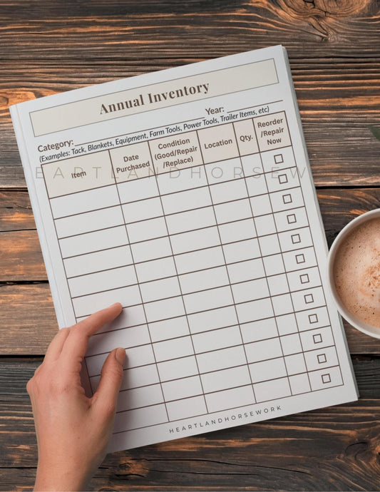 Horse Barn Inventory Tracker Bundle | Weekly, Monthly & Annual Sheets