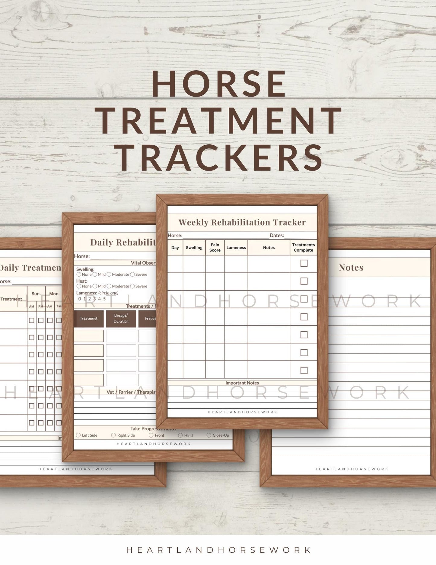 Horse Injury Rehab Tracker | Daily & Weekly Treatment Log (Printable PDF)
