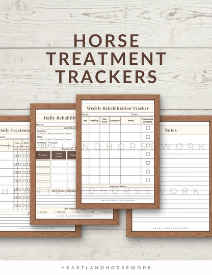 Horse Injury Rehab Tracker | Daily & Weekly Treatment Log (Printable PDF)