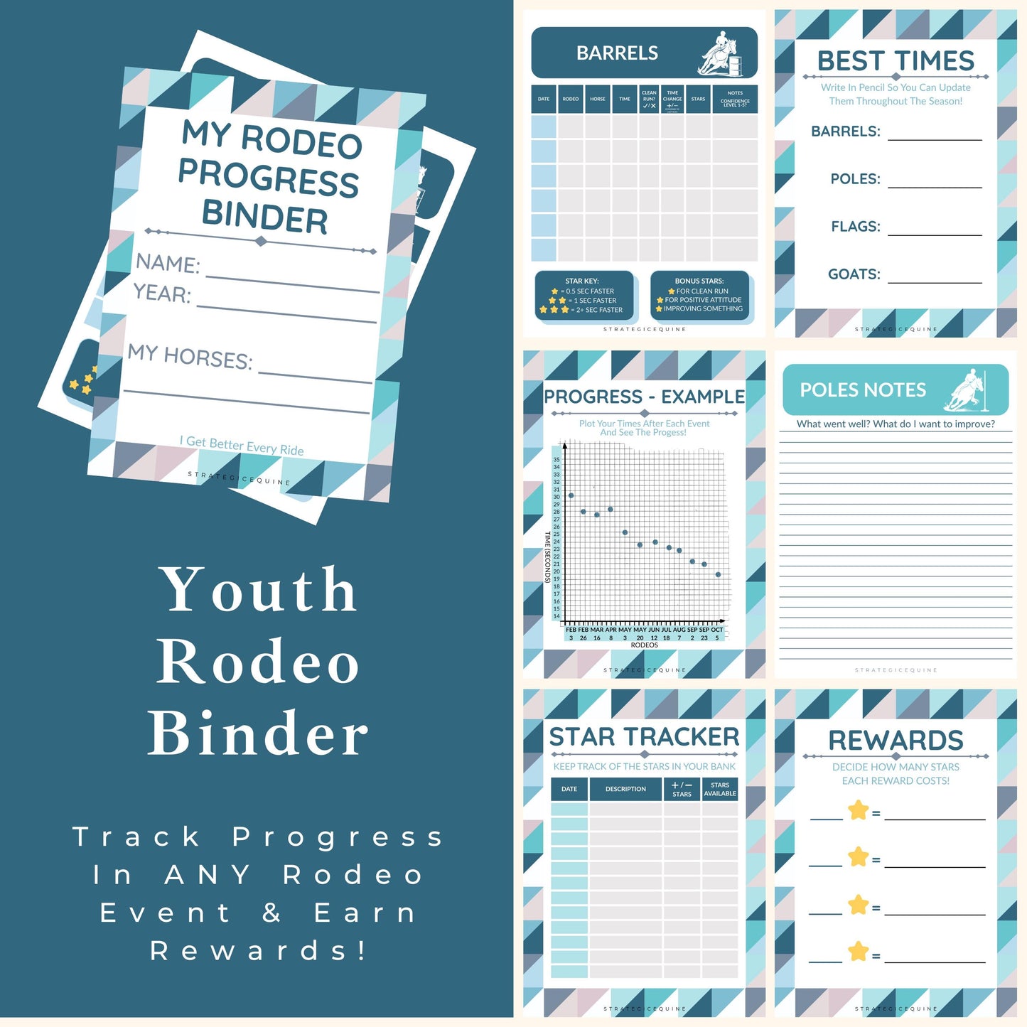 Youth Rodeo Binder | Track ANY Event, Progress, Rewards (PDF Download | Printable)
